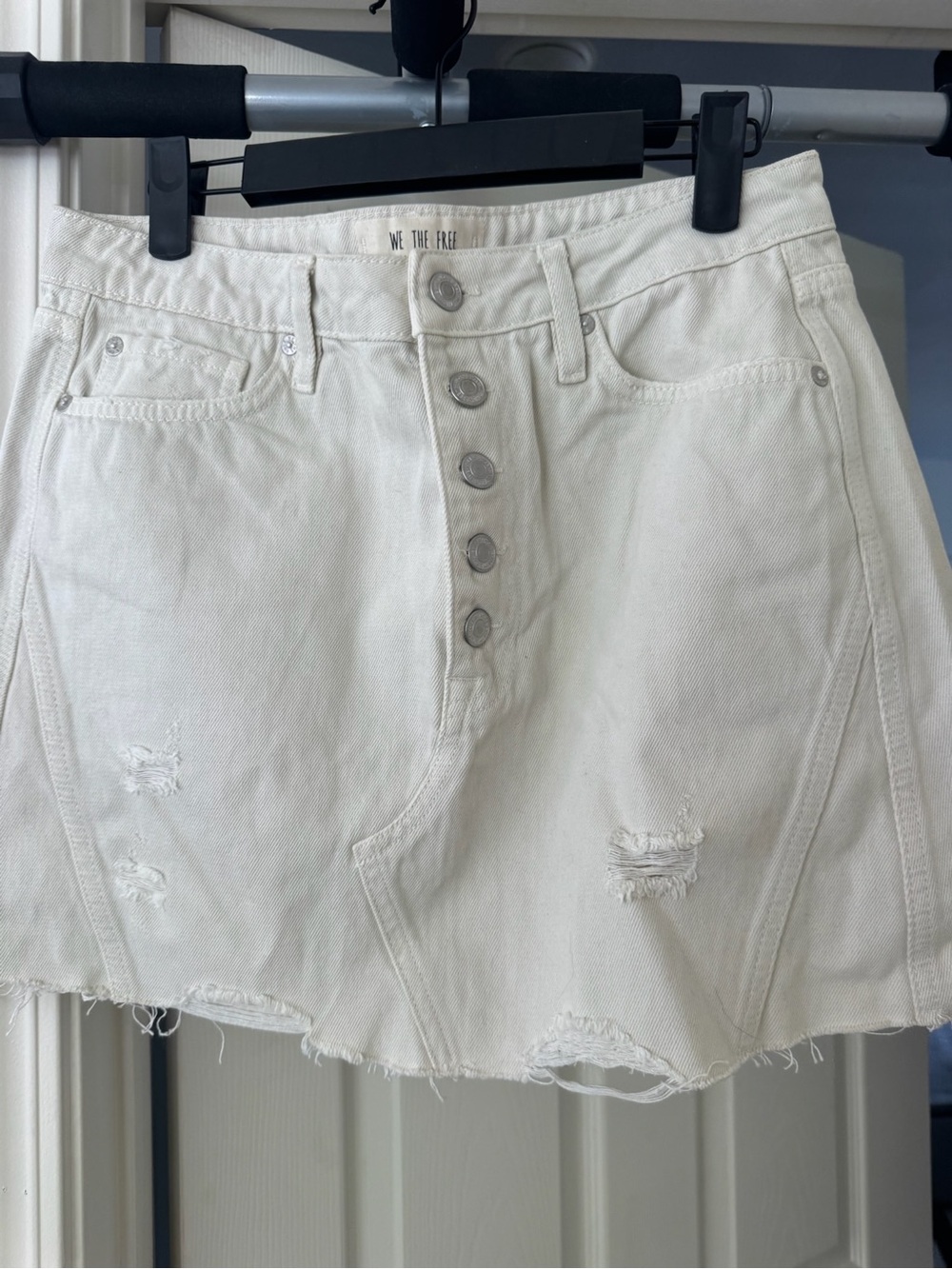 Free people white denim skirt